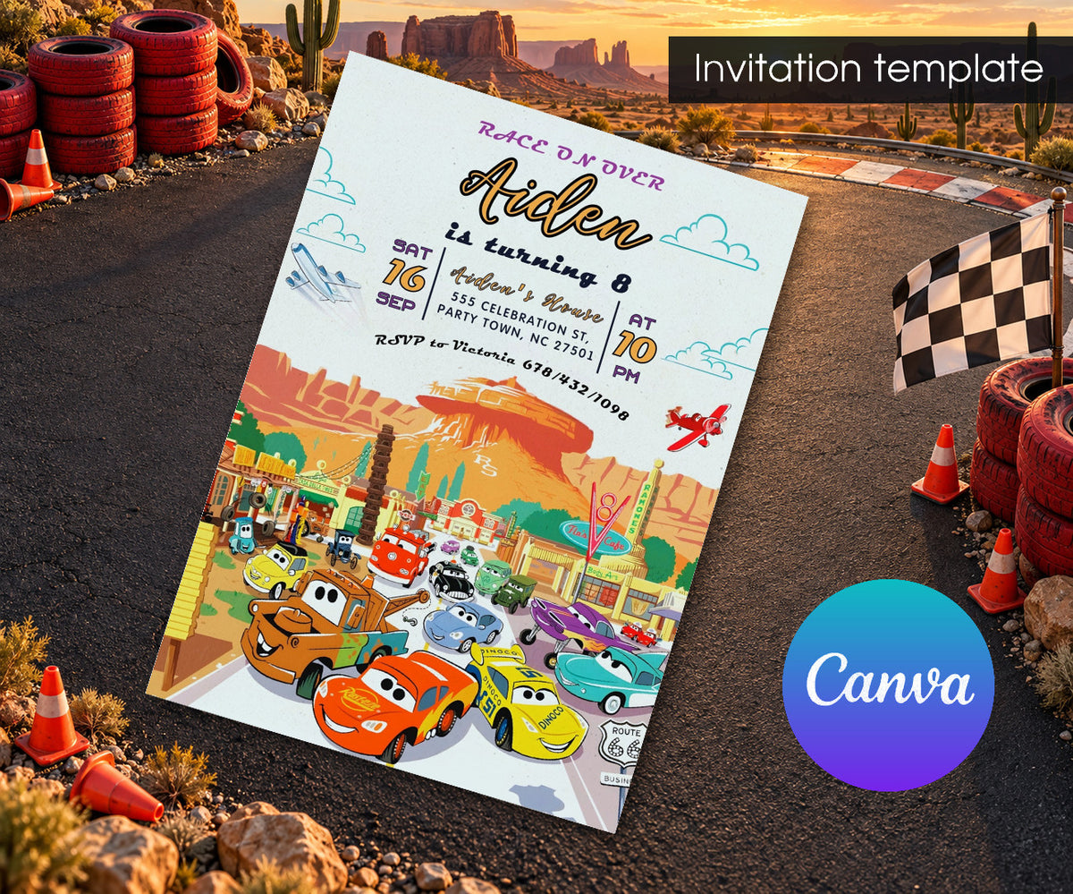Cars Lightning McQueen Invitation mockup