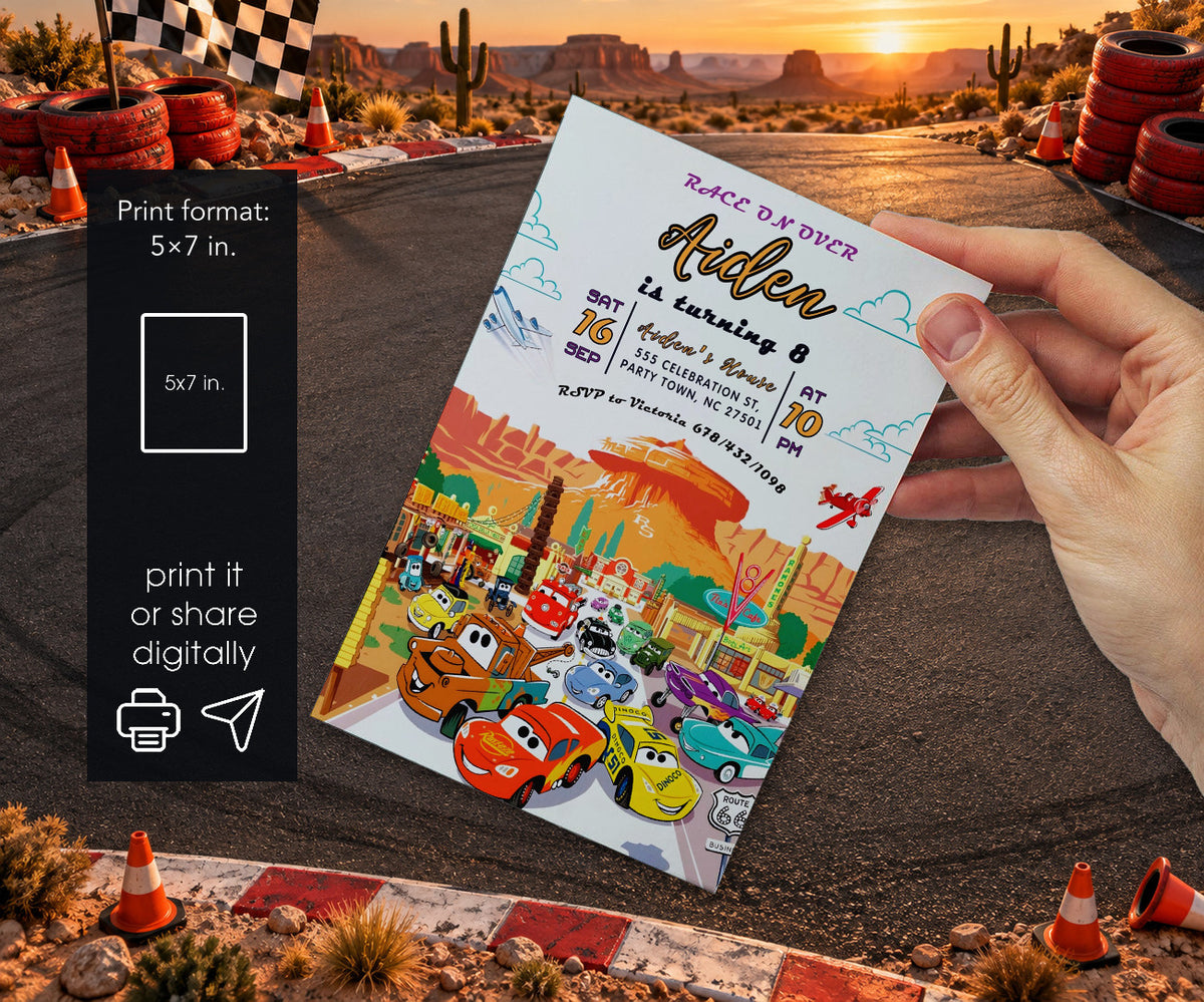 Cars Lightning McQueen Invitation mockup