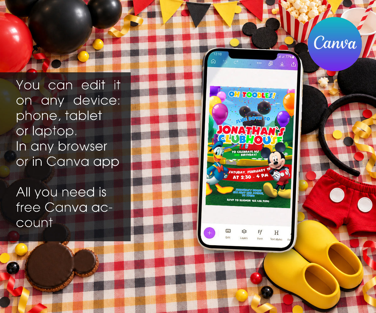 Mickey Mouse and Friends Invitation mockup