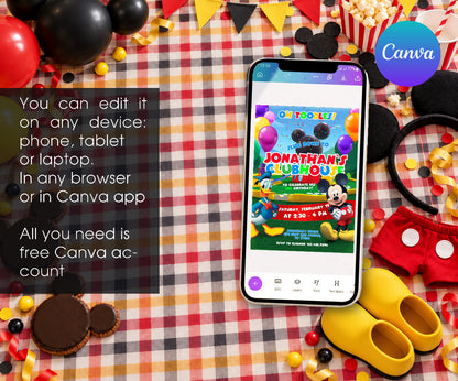 Mickey Mouse and Friends Invitation mockup