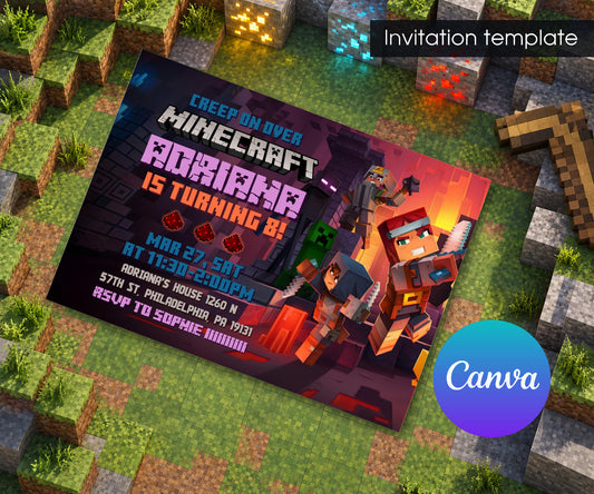 Minecraft Gamer Invitation mockup