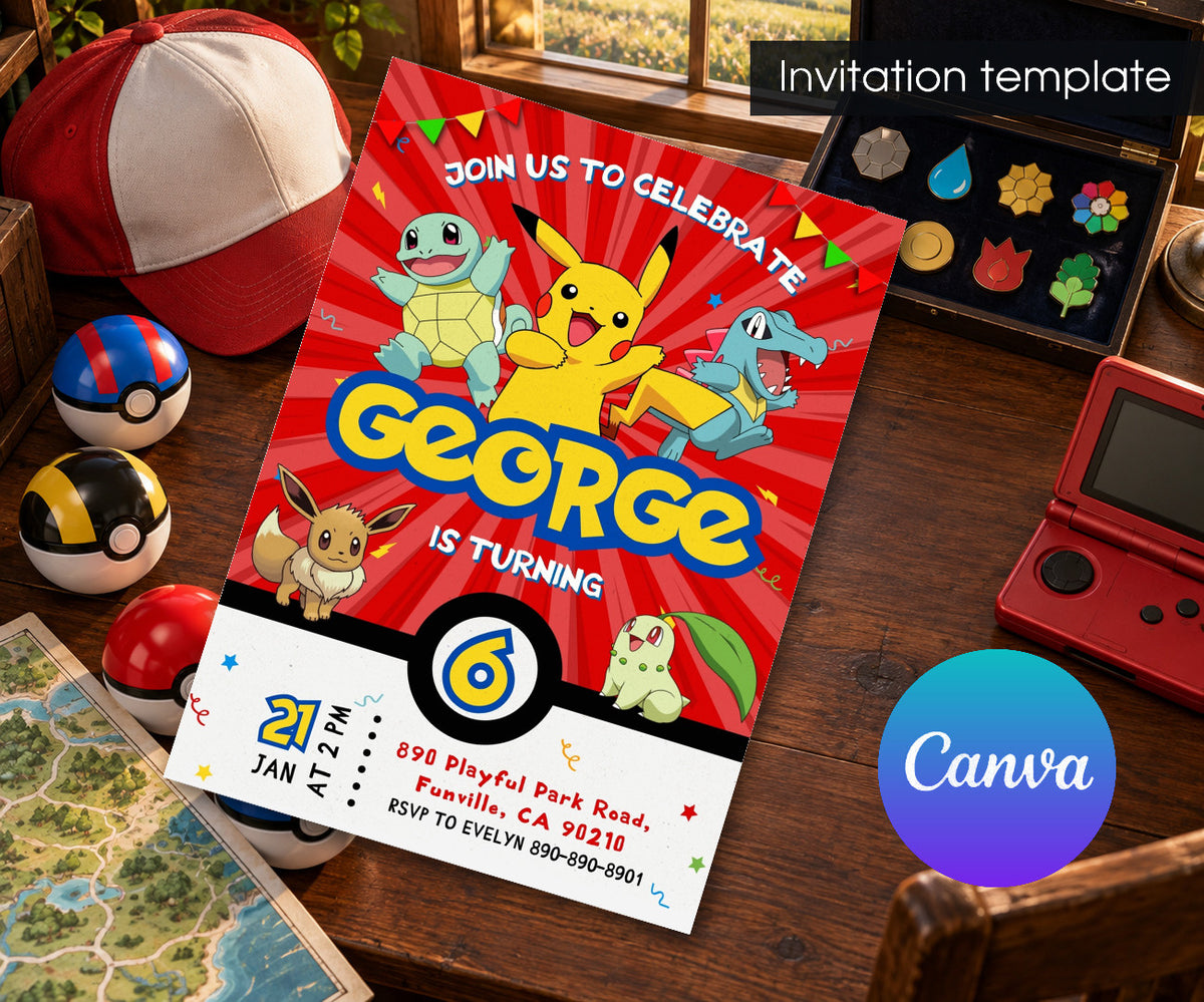 Pokemon Pikachu Invitation mockup
