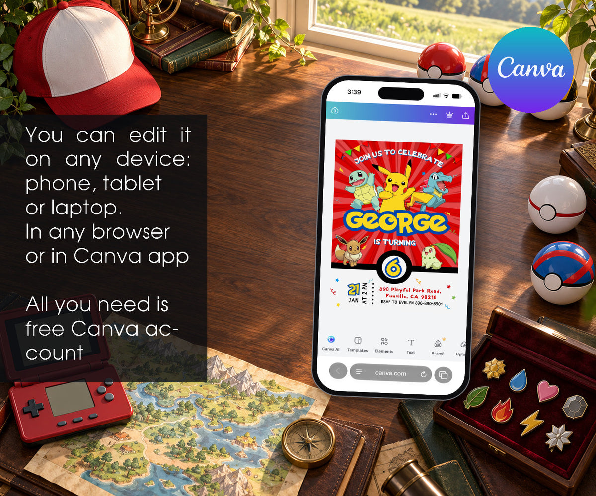 Pokemon Pikachu Invitation mockup