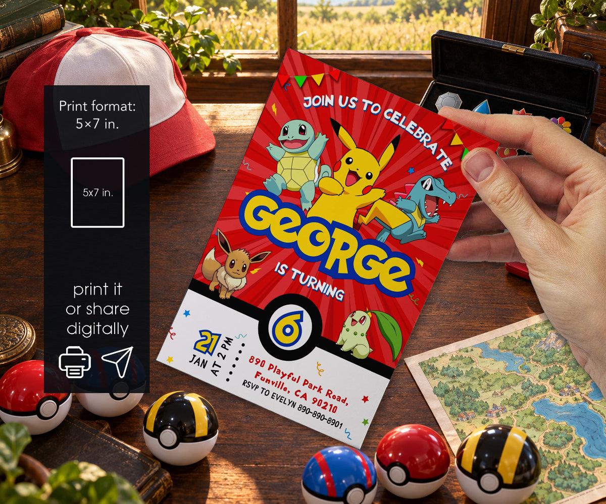 Pokemon Pikachu Invitation mockup