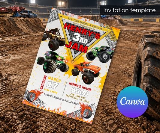 Monster Jam  Monster Truck Invitation mockup