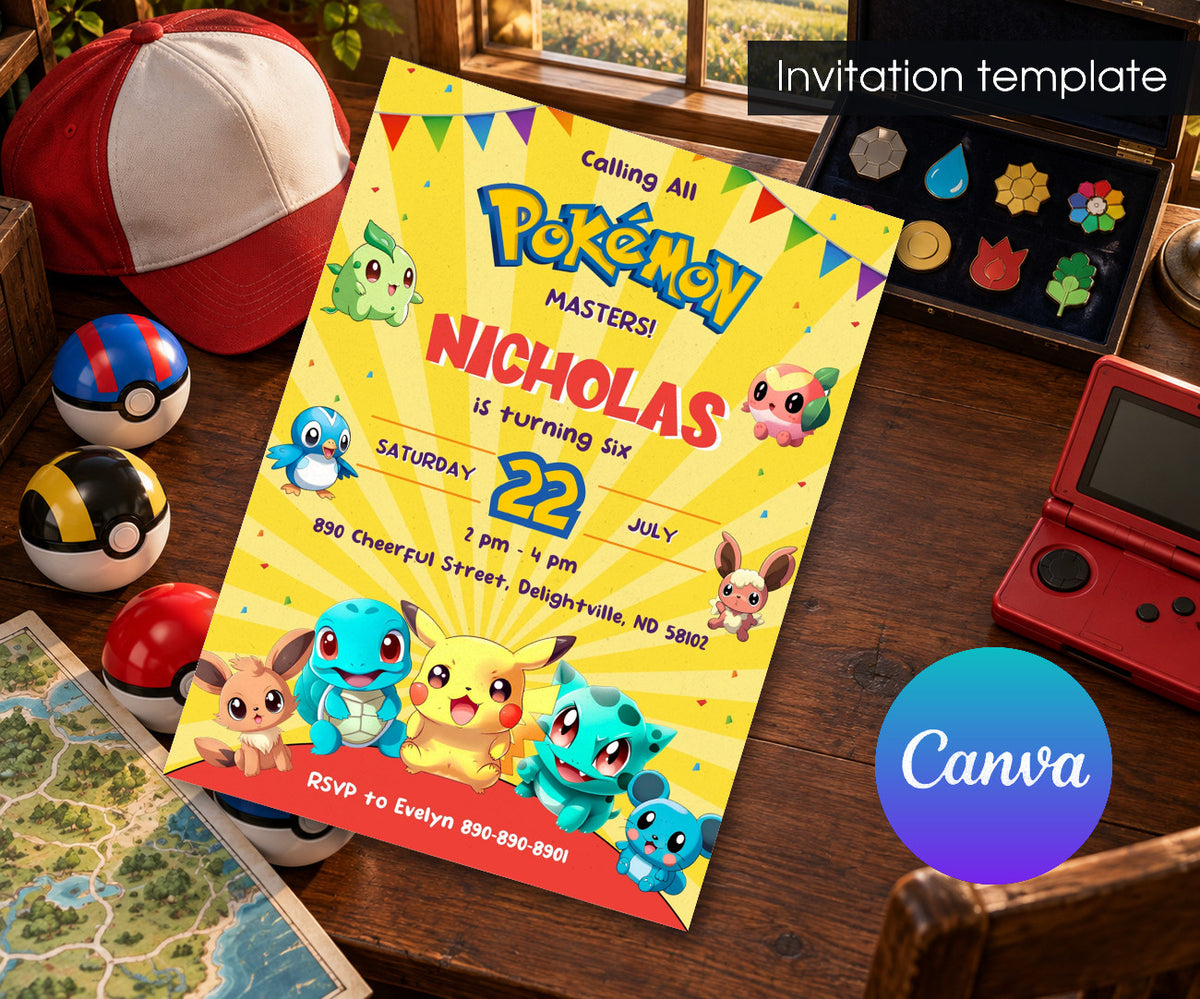 Pokemon Pikachu Invitation mockup