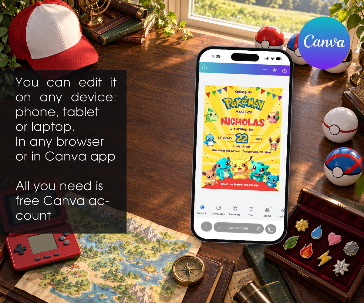 Pokemon Pikachu Invitation mockup