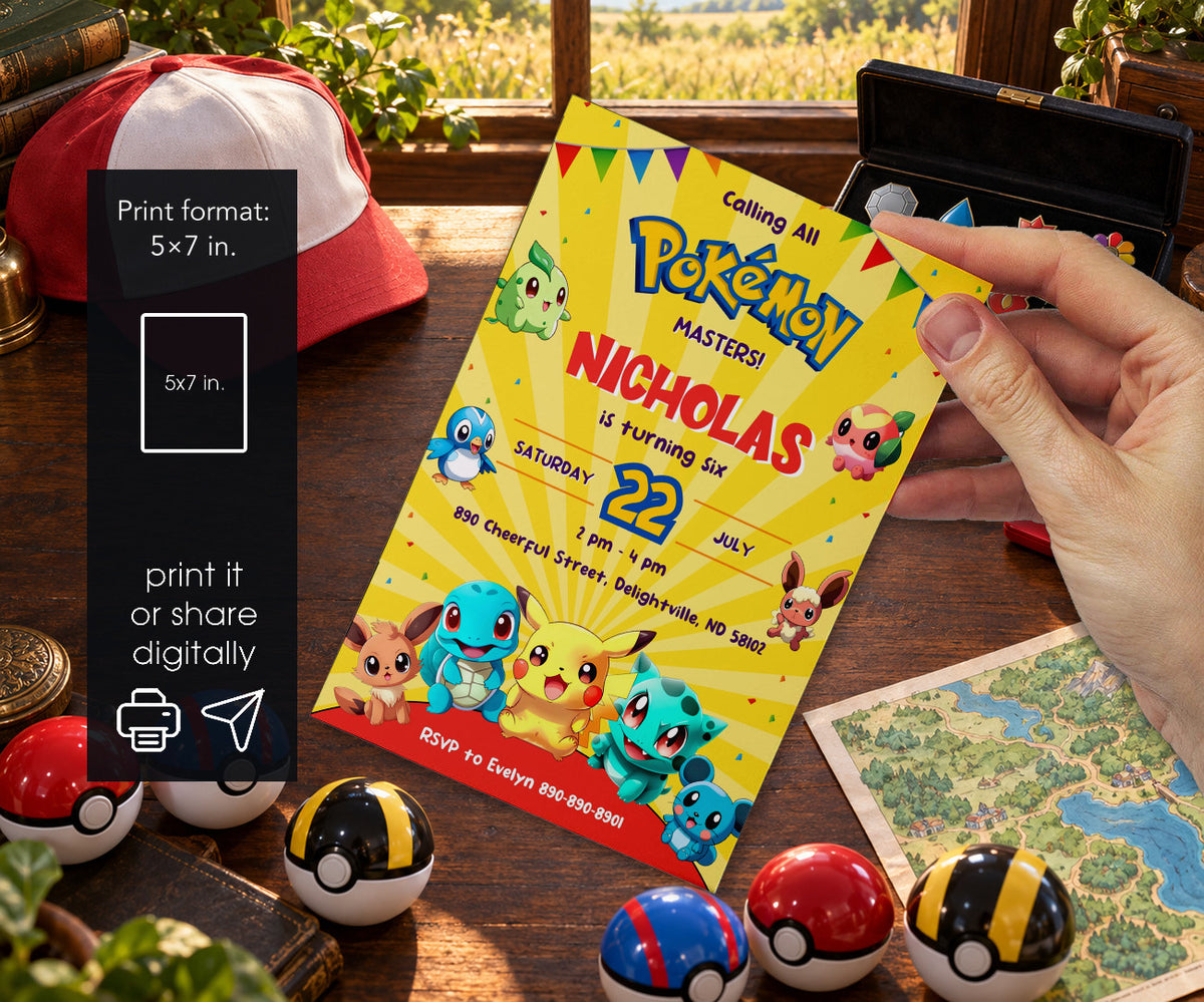 Pokemon Pikachu Invitation mockup