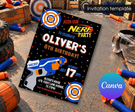 NERF Dart Wars Invitation mockup