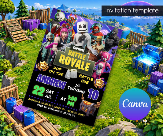 Fortnite Gamer Invitation mockup