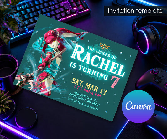 Legend of Zelda Gamer Invitation mockup