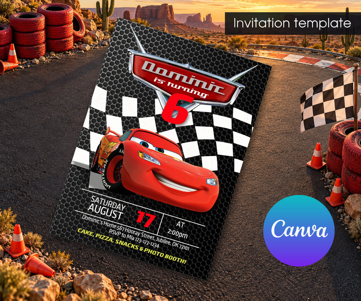 Cars Lightning McQueen Invitation mockup