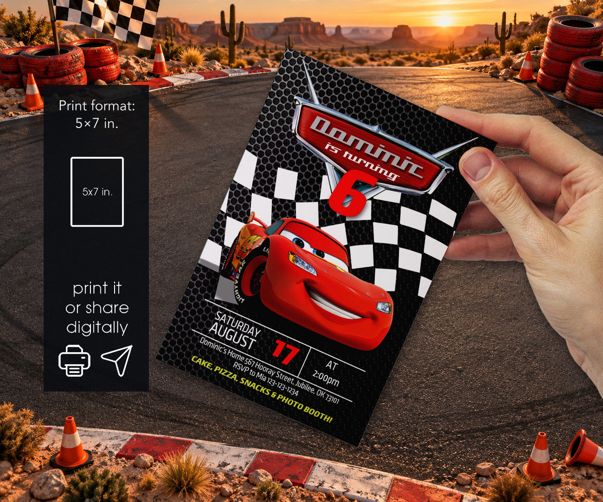 Cars Lightning McQueen Invitation mockup