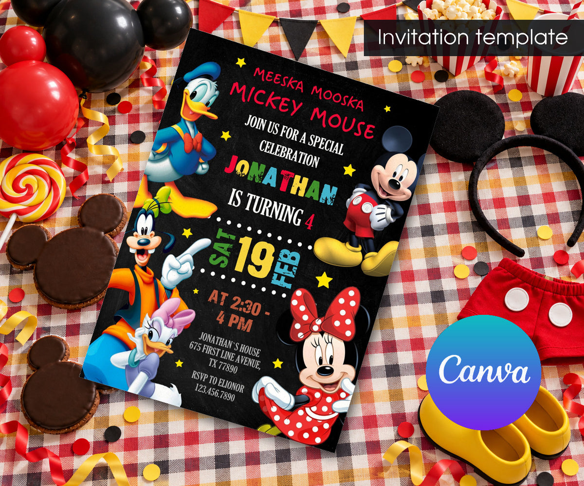 Mickey Mouse and Friends Invitation mockup