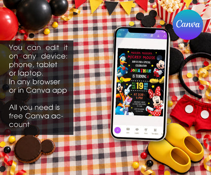 Mickey Mouse and Friends Invitation mockup