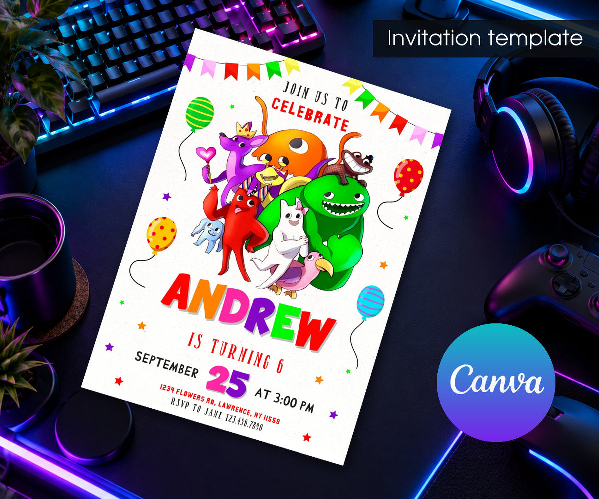 Garten of Banban Gamer Invitation mockup
