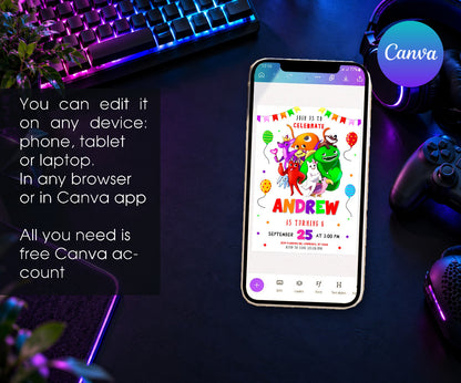 Garten of Banban Gamer Invitation mockup