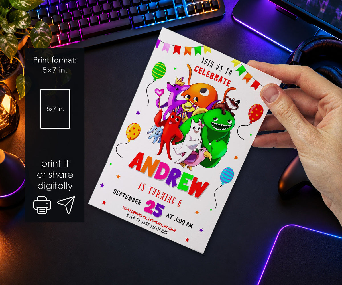 Garten of Banban Gamer Invitation mockup