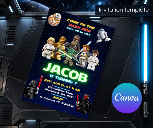 Star Wars Darth Vader Lego Minifigures Invitation mockup