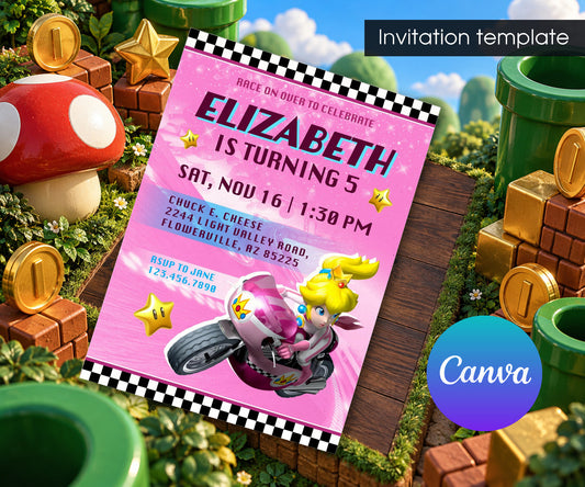 Mario Kart Gamer Invitation mockup