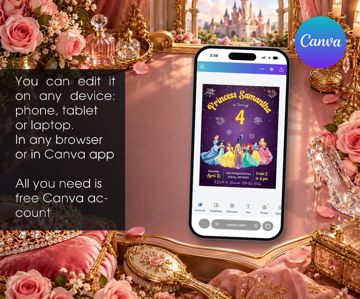 Disney Princess Invitation mockup