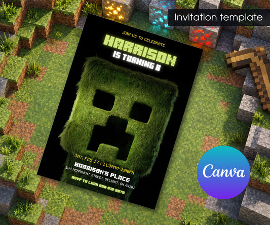 Minecraft Movie Gamer Invitation mockup