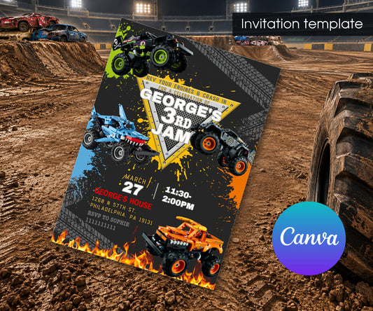Monster Jam  Monster Truck Invitation mockup