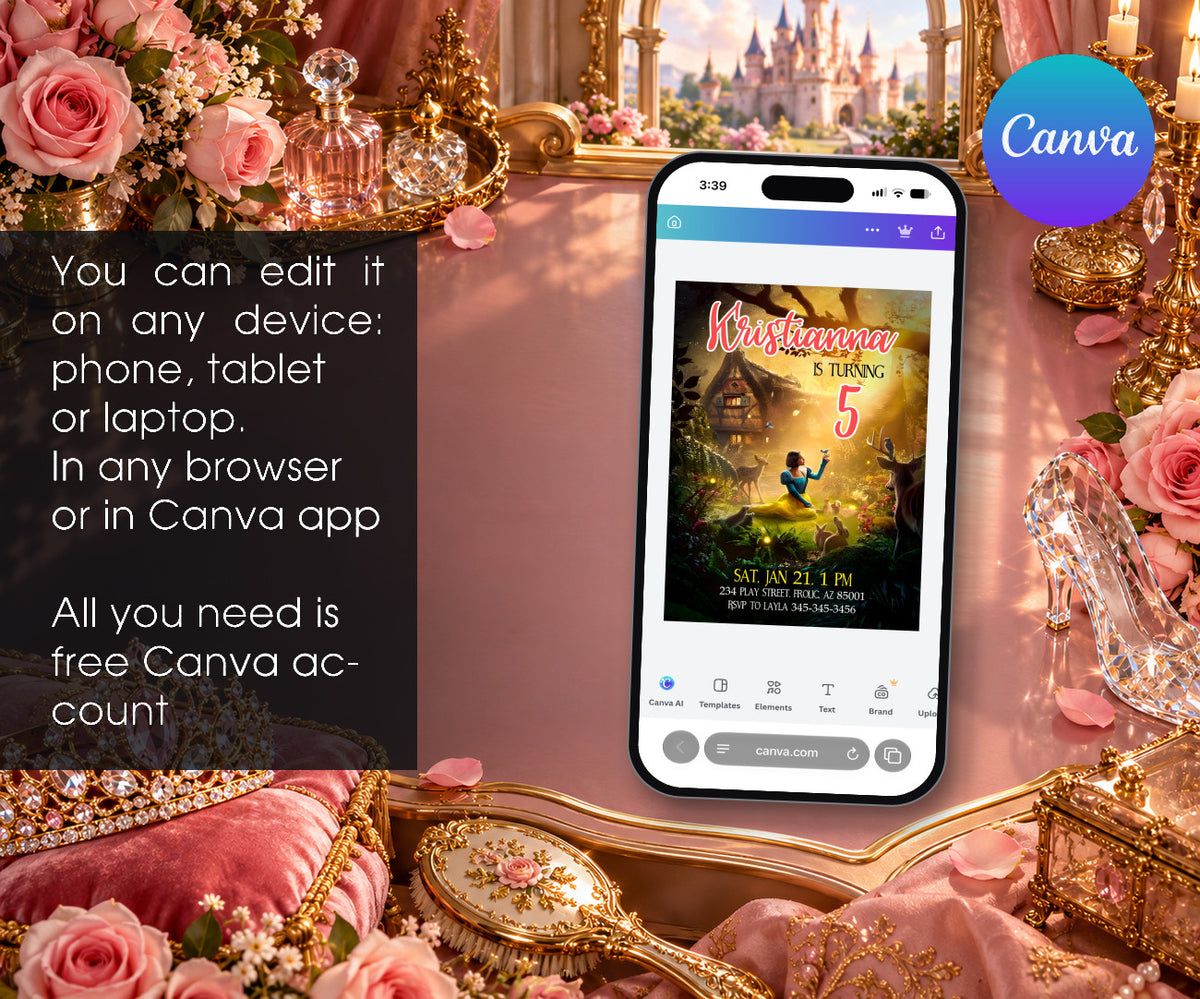 Snow White Musical Disney Princess Invitation mockup