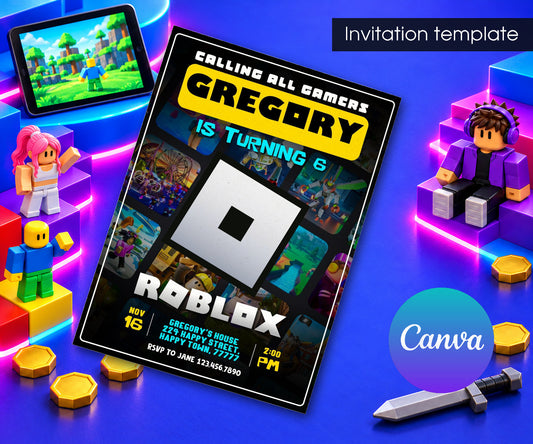 Roblox Gamer Invitation mockup