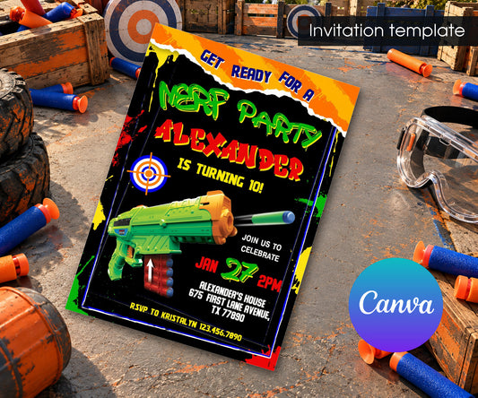 NERF Dart Wars Invitation mockup