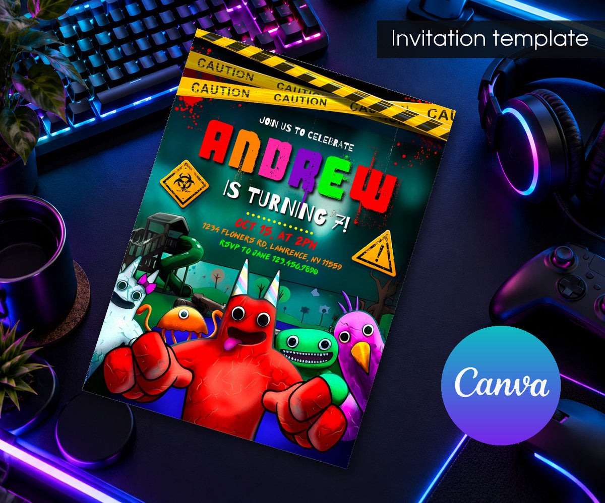 Garten of Banban Gamer Invitation mockup
