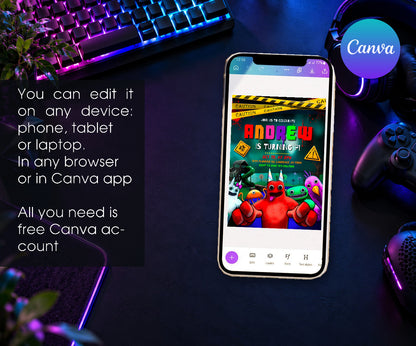 Garten of Banban Gamer Invitation mockup