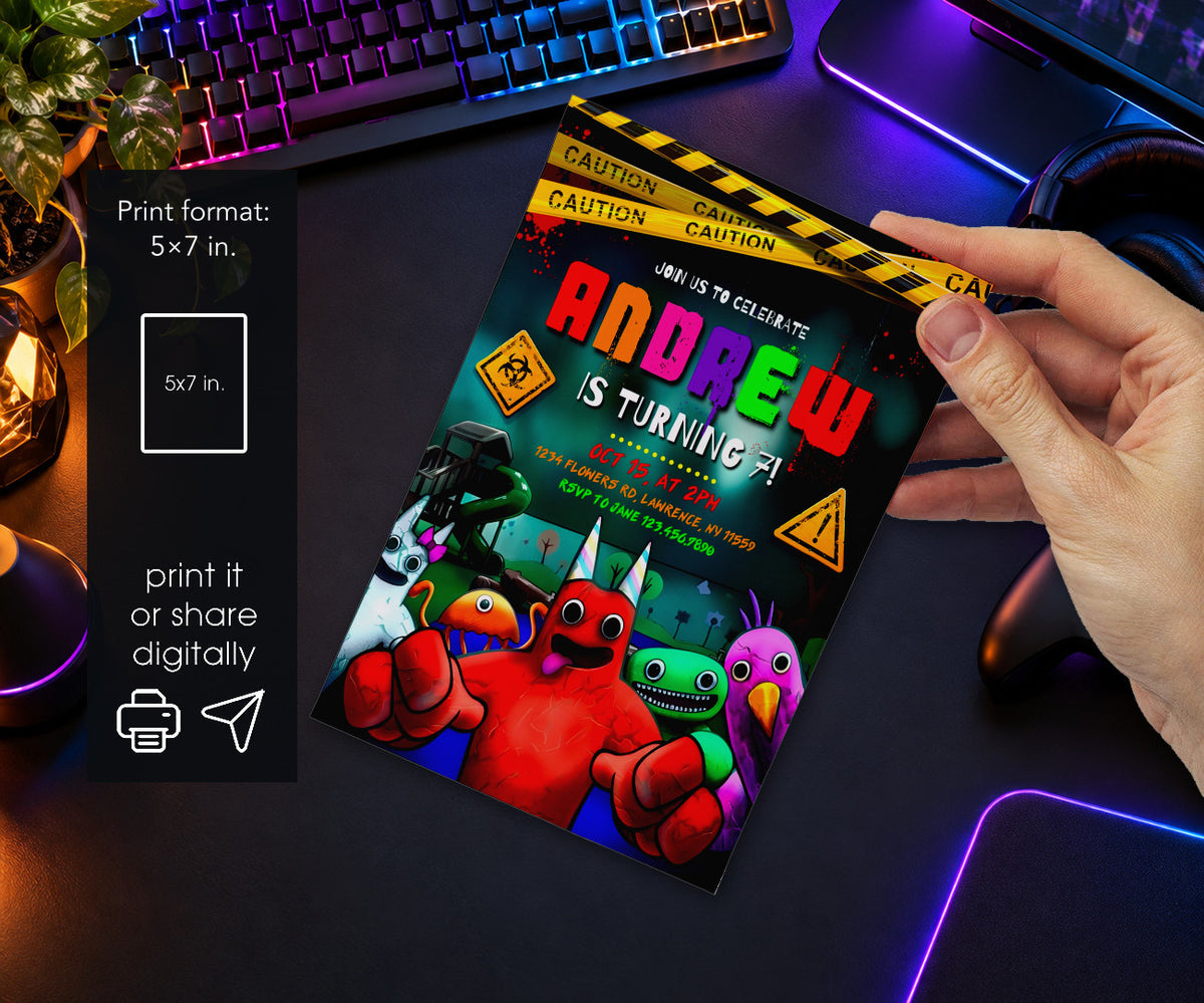 Garten of Banban Gamer Invitation mockup