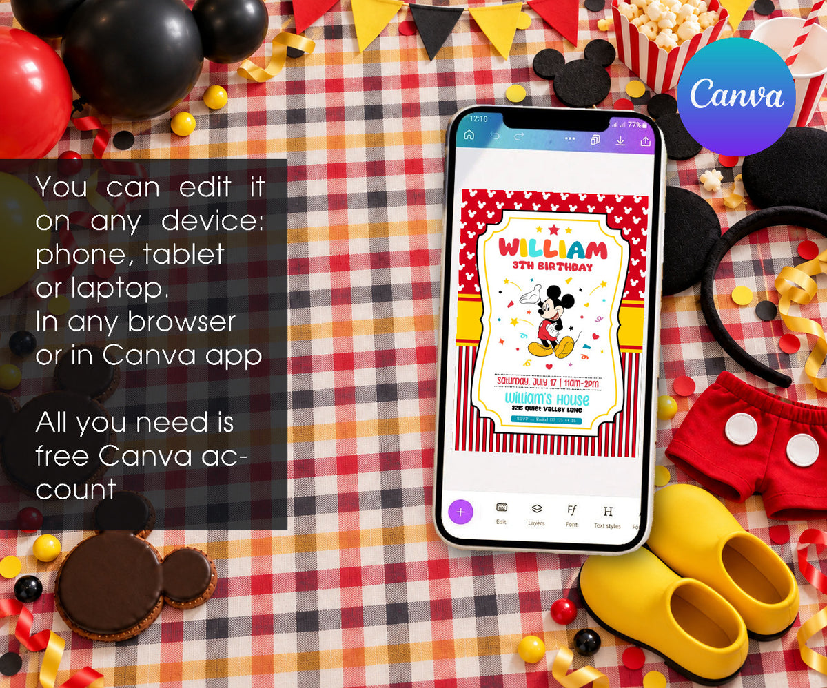 Mickey Mouse and Friends Invitation mockup