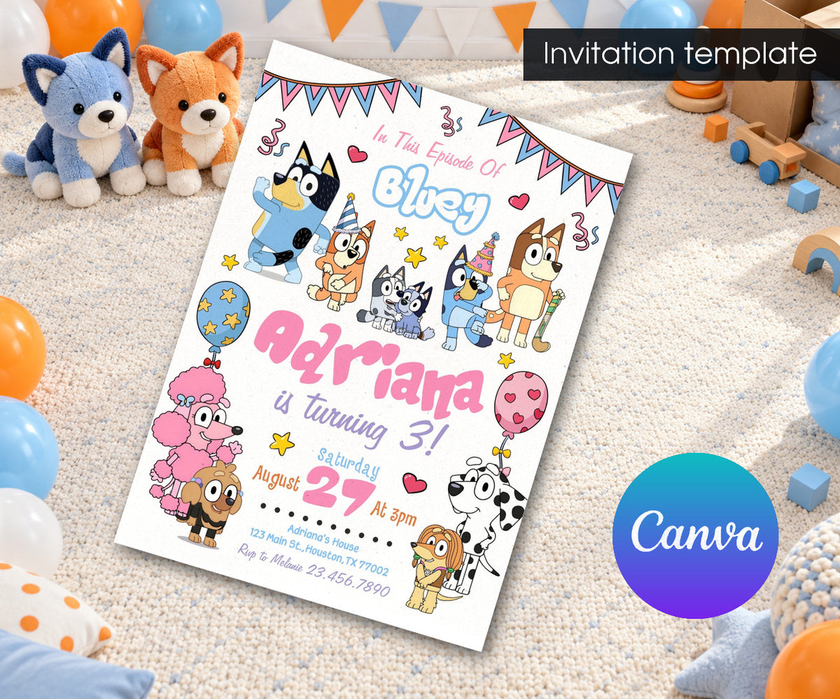 Bluey Bingo Invitation mockup