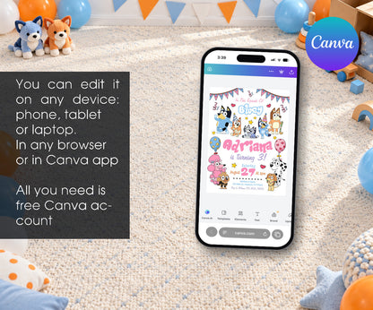Bluey Bingo Invitation mockup
