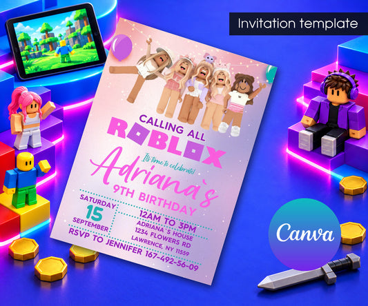 Roblox Gamer Invitation mockup