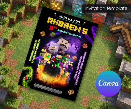 Minecraft Gamer Invitation mockup