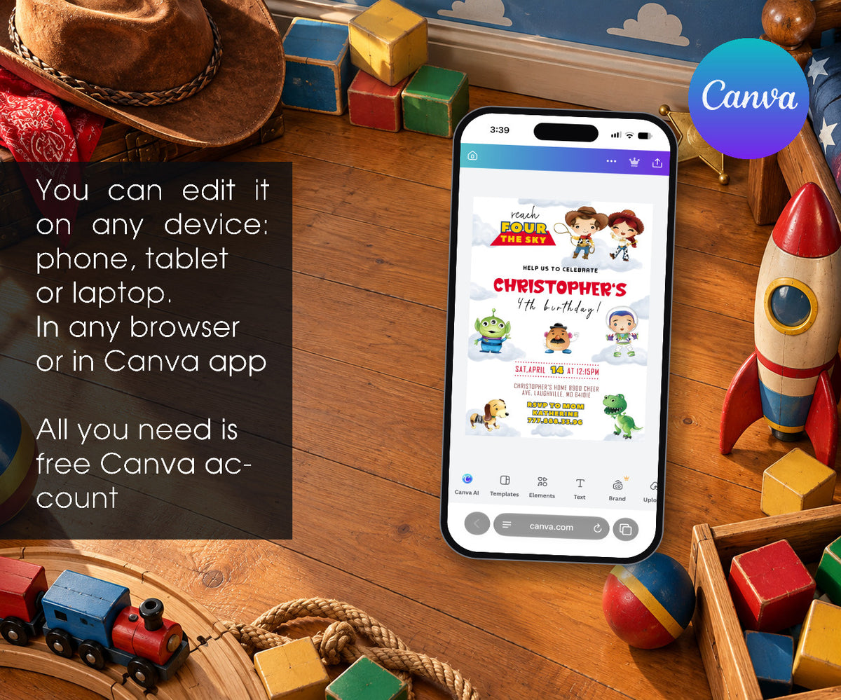 Toy Story Woody Invitation mockup