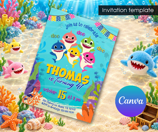 Baby Shark Invitation mockup