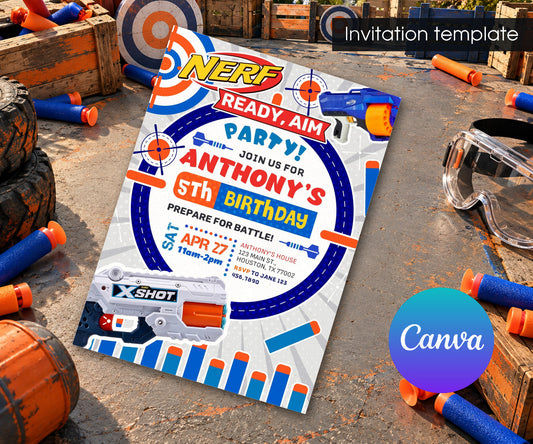 NERF Dart Wars Invitation mockup