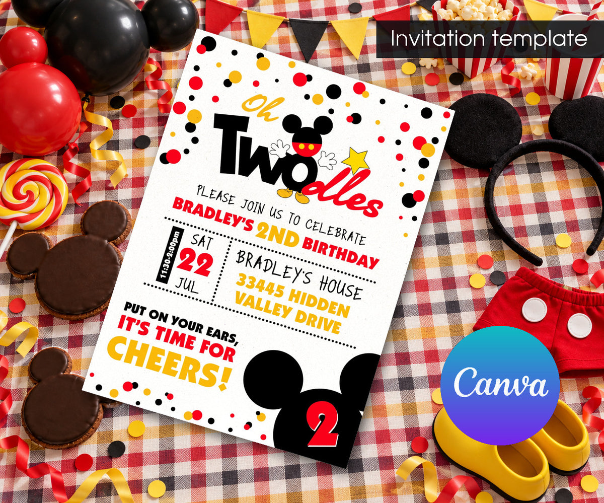 Mickey Mouse 2nd Birthday Invitation mockup