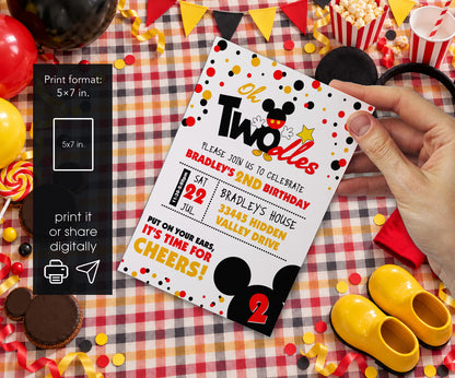 Mickey Mouse 2nd Birthday Invitation mockup