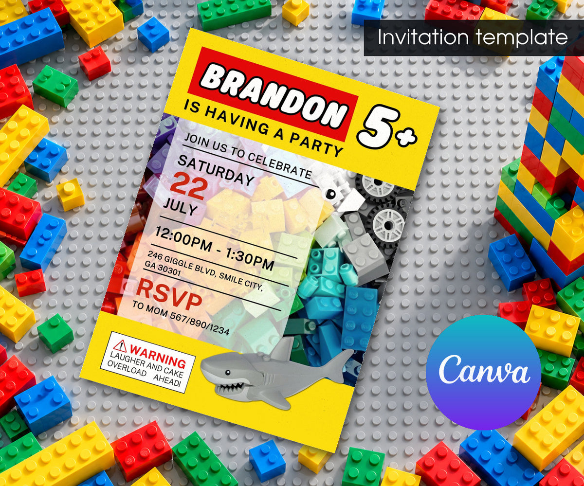 Lego Shark Jaws Invitation mockup