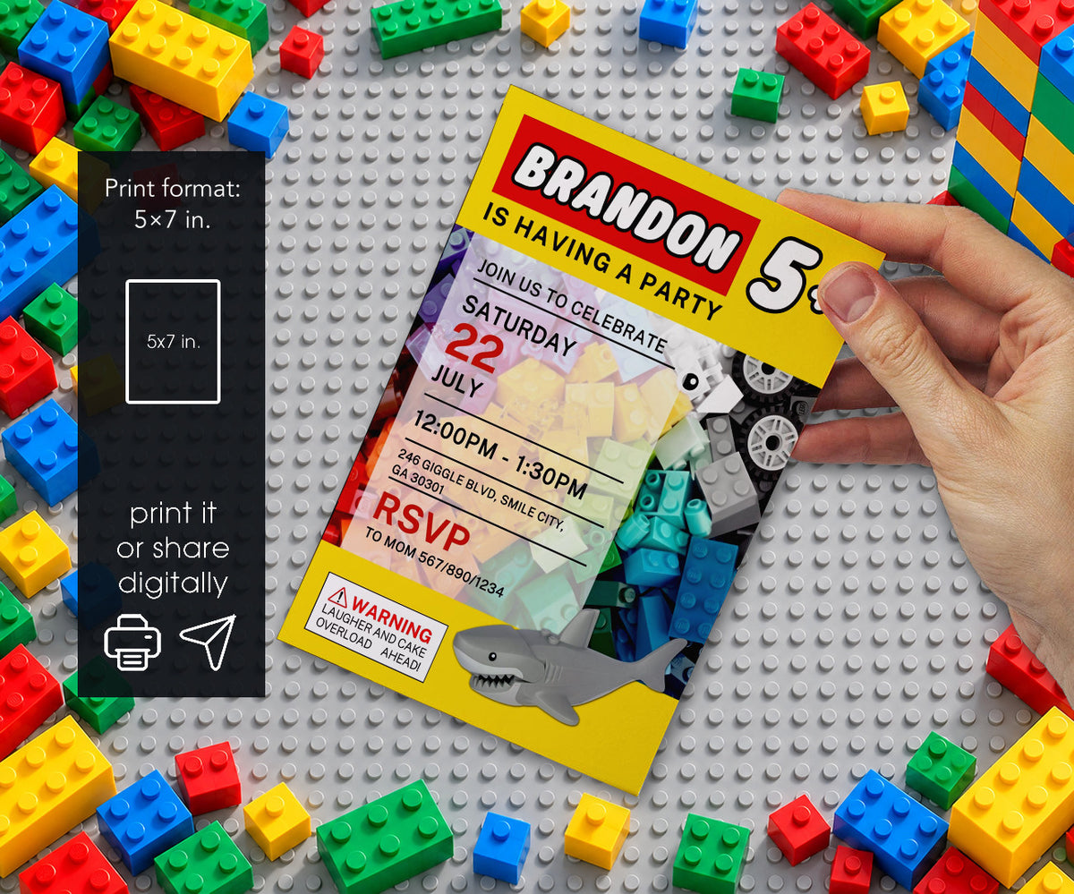 Lego Shark Jaws Invitation mockup