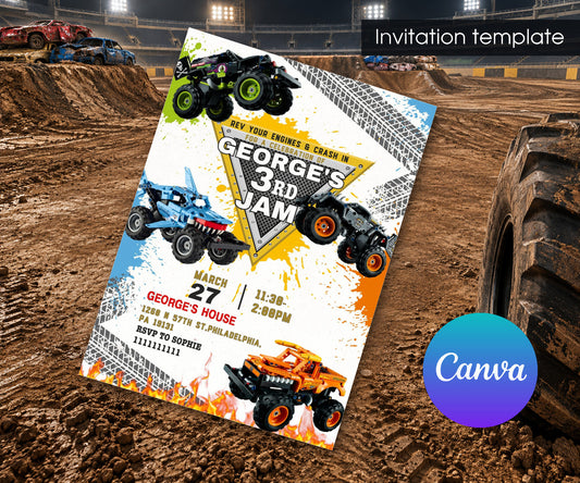 Monster Jam  Monster Truck Invitation mockup