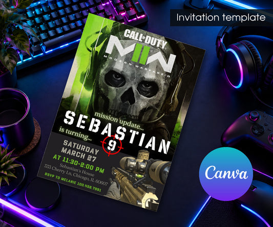 Call of Duty Gamer Invitation mockup