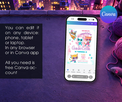 SuperKitties Invitation mockup