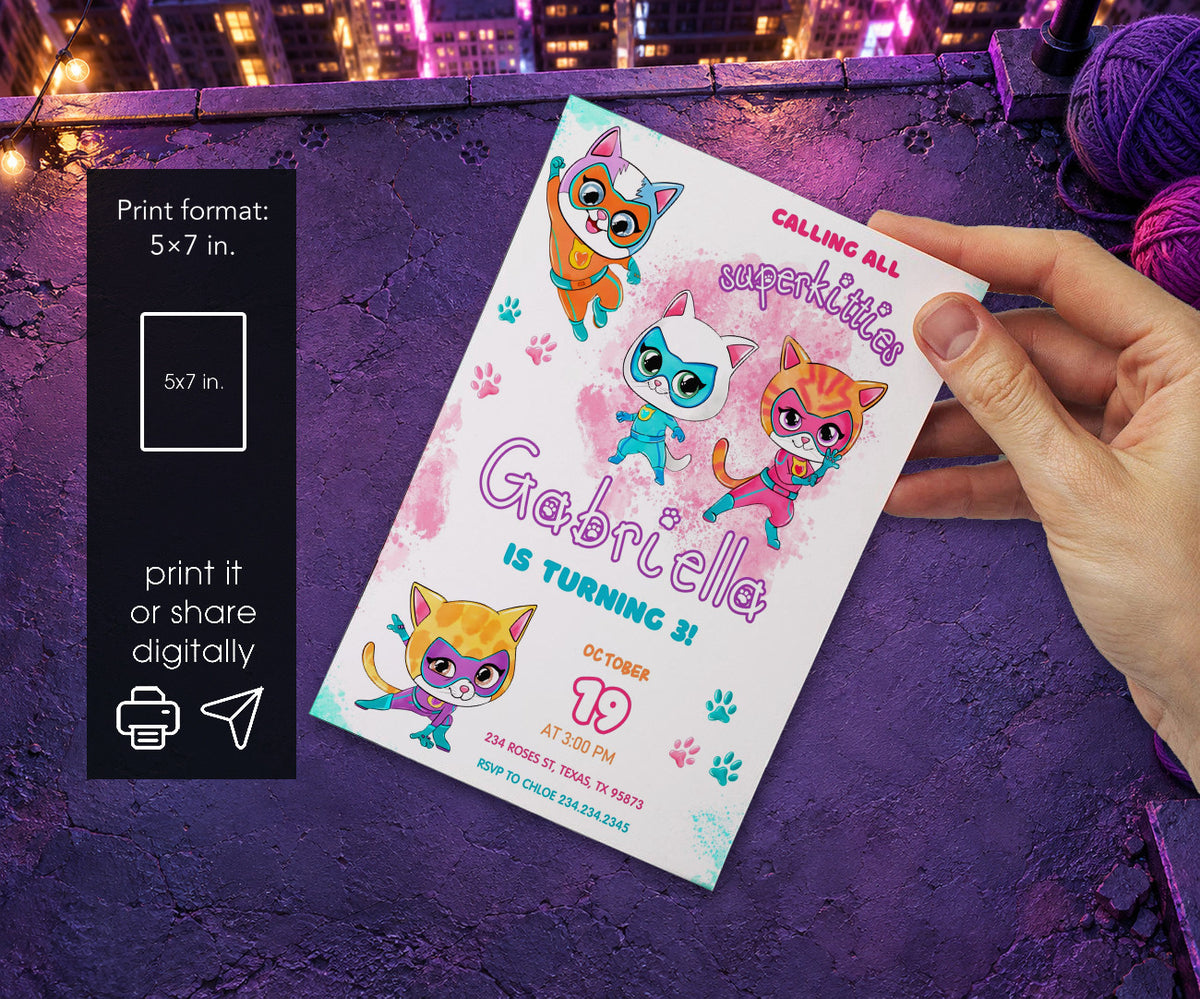 SuperKitties Invitation mockup