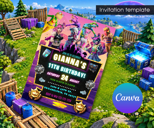 Fortnite Gamer Invitation mockup